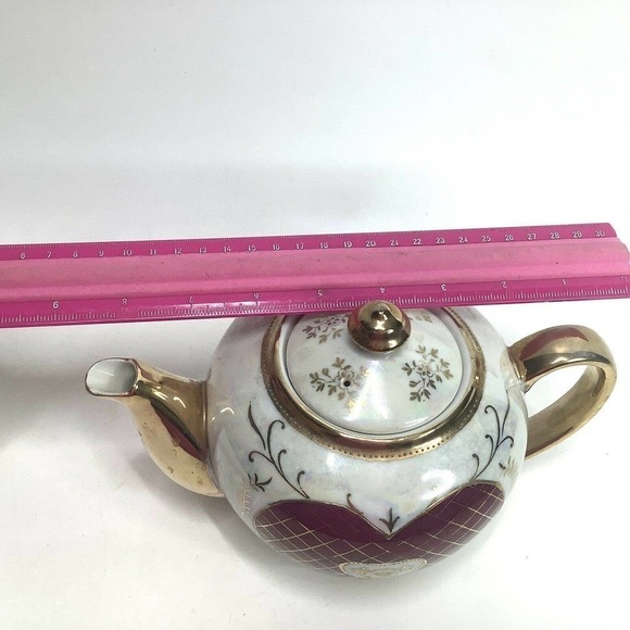 Vintage nasco japan del coronado iridescent gold trim lustreware pottery‎ teapot - Picture 9 of 9